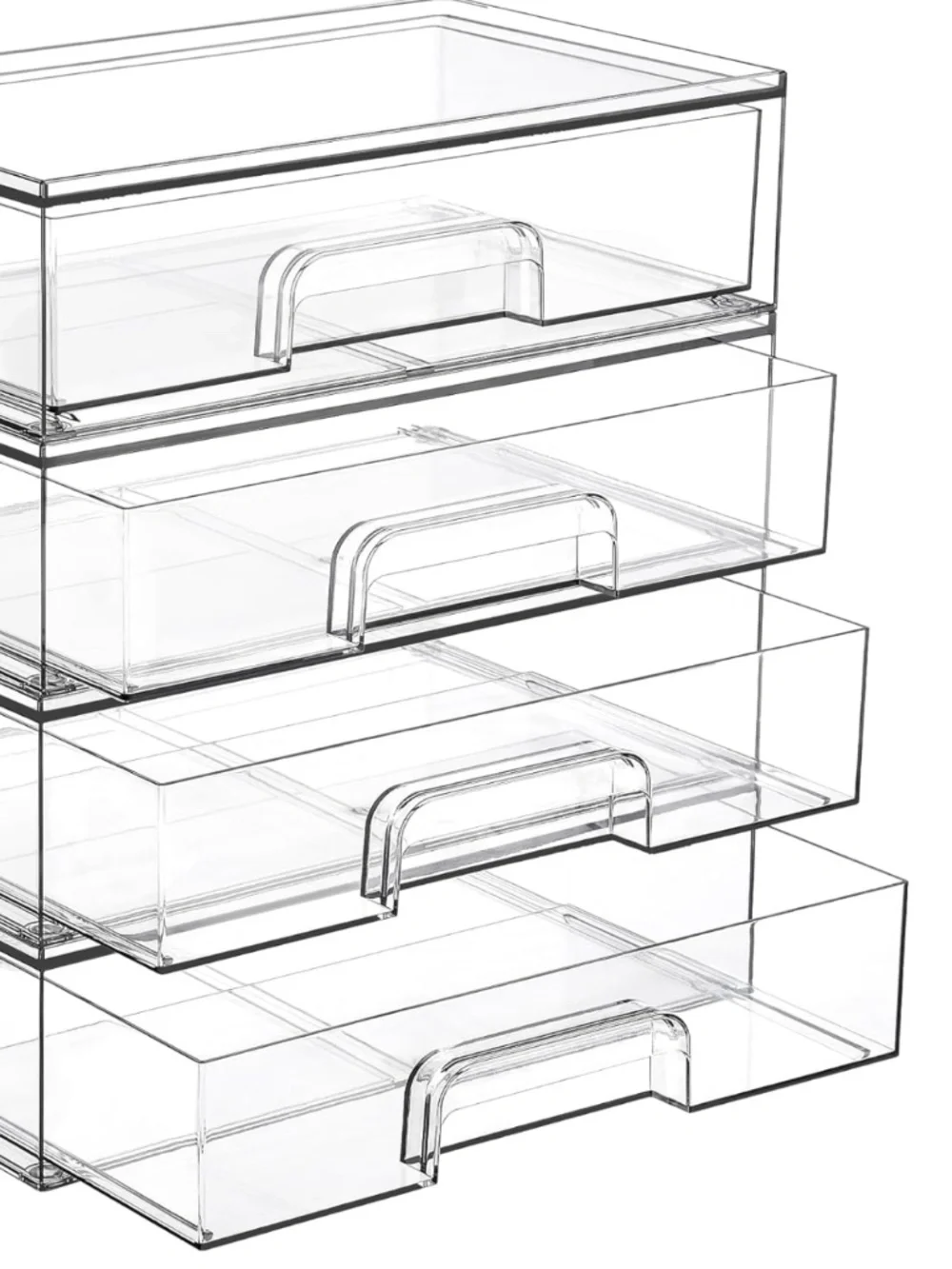 NEW Vtopmart 12.1''W Clear Stackable Storage Drawers 4 Pack Acrylic Plastic